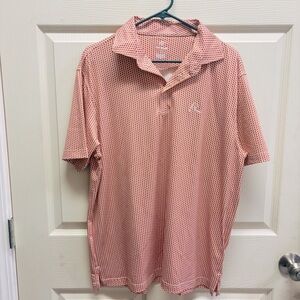 Rhoback Golf Polo Shirt Mens Large Burnt Orange Performance Texas All Over Print